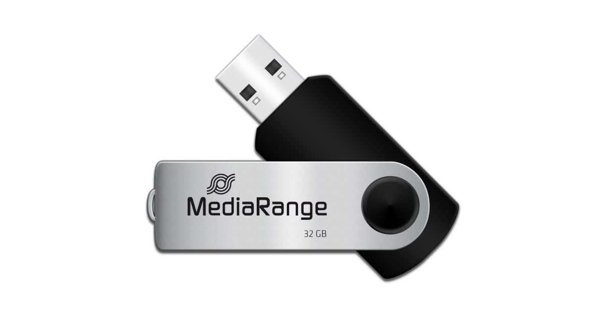 MediaRange Flexi-Drive 32 GB, USB-Stick(schwarz/silber, USB-A 2.0)