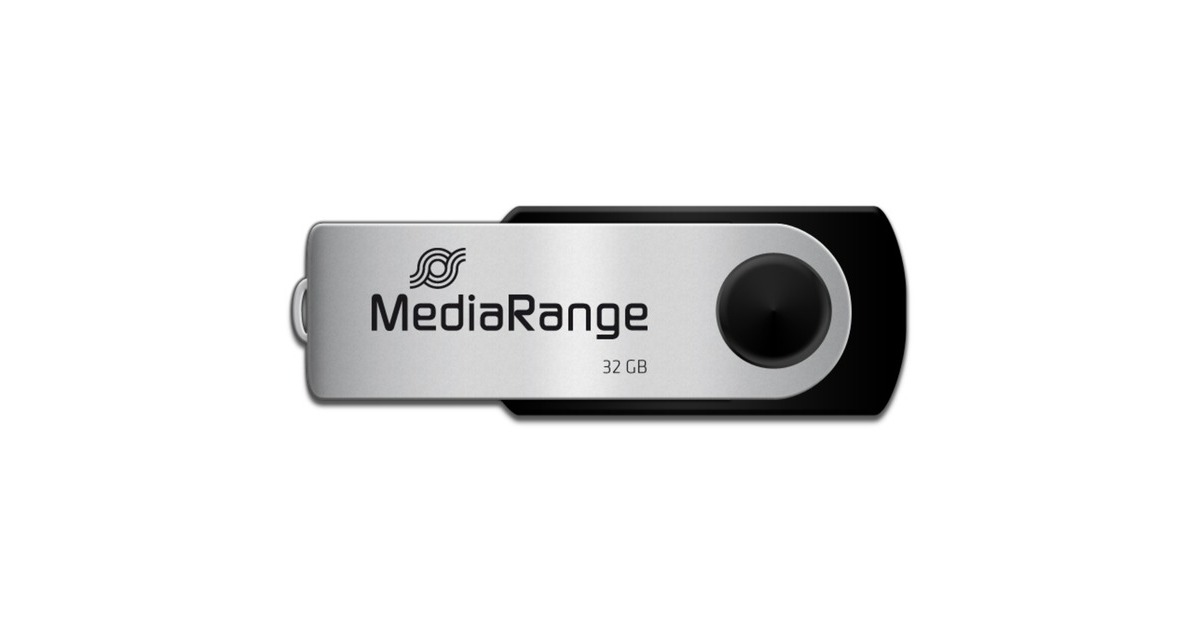 MediaRange Flexi-Drive 32 GB, USB-Stick(schwarz/silber, USB-A 2.0)