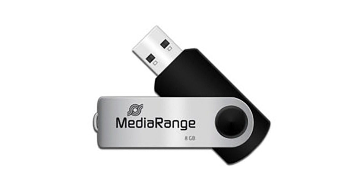 MediaRange Flexi-Drive 8 GB, USB-Stick(schwarz/silber, USB-A 2.0, Ohne Logo)