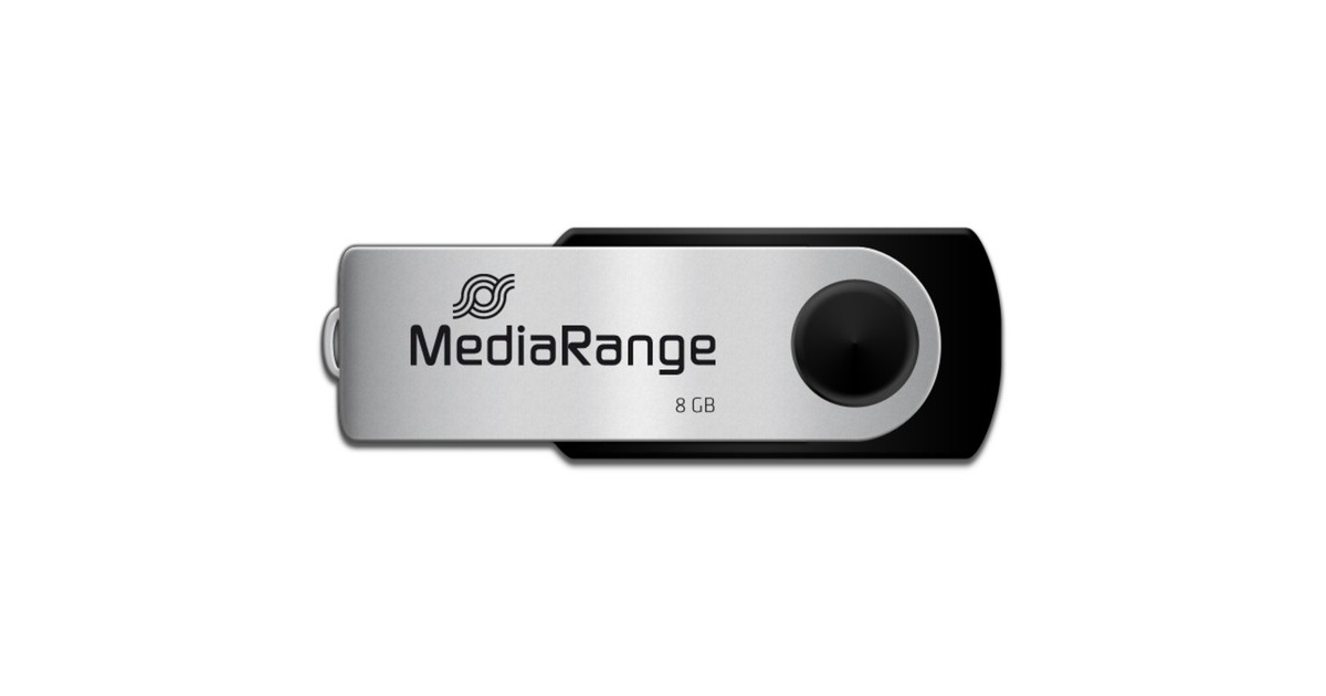 MediaRange Flexi-Drive 8 GB, USB-Stick(schwarz/silber, USB-A 2.0)