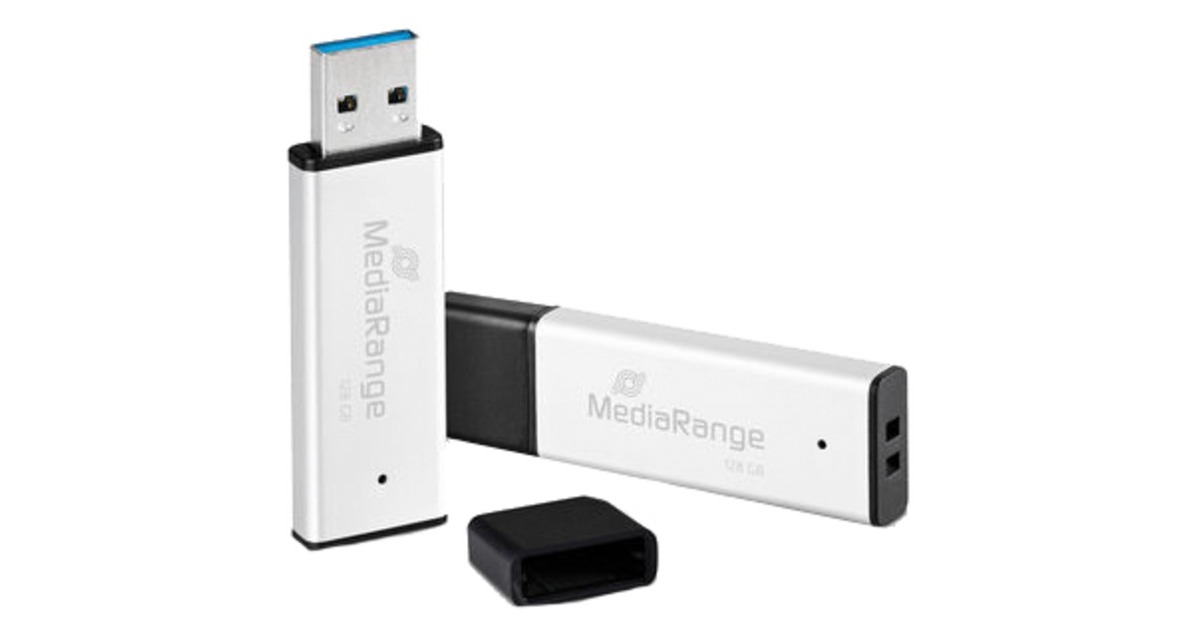 MediaRange High performance 128 GB, USB-Stick(silber/schwarz, USB-A 3.2 Gen 1)