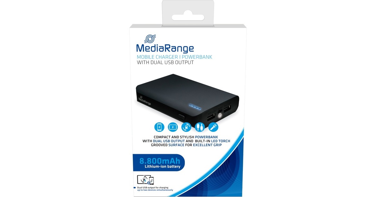 MediaRange Powerbank MR752, 8.800 mAh(schwarz)