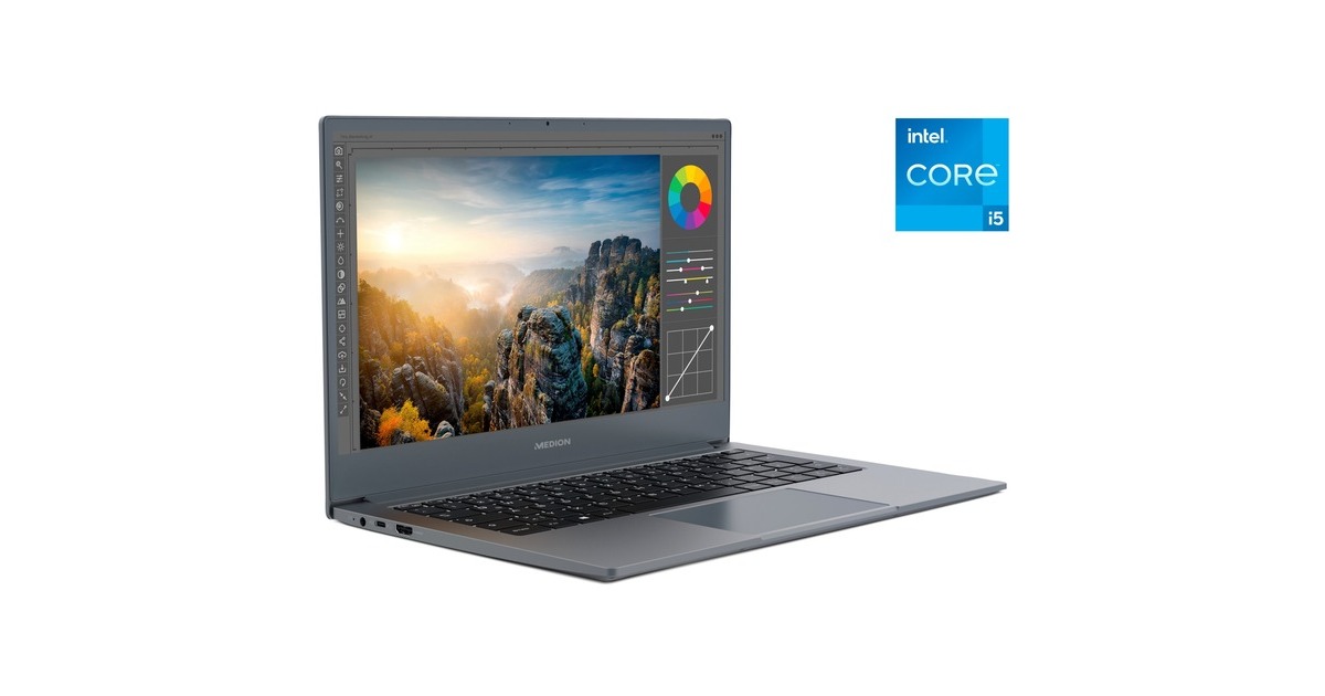 Medion AKOYA S14409 (MD62133), Notebook(blaugrau, Windows 11 Home 64-Bit, 35.5 cm (14 Zoll), 512 GB SSD)