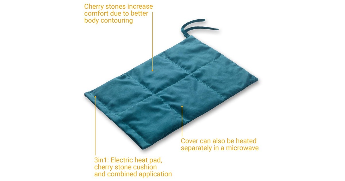 Medisana Elektrisches Kirschkern-Wärmekissen HS 200, Heizkissen(weiß/petrol, 41 x 31 cm)