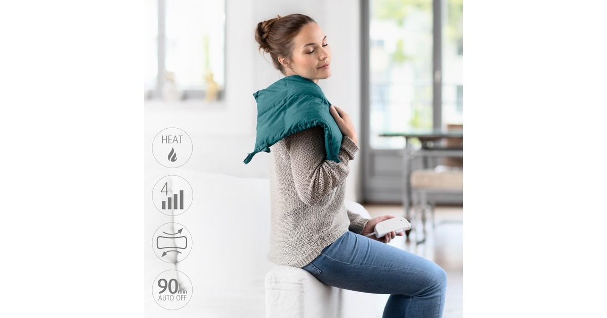 Medisana Elektrisches Kirschkern-Wärmekissen HS 200, Heizkissen(weiß/petrol, 41 x 31 cm)