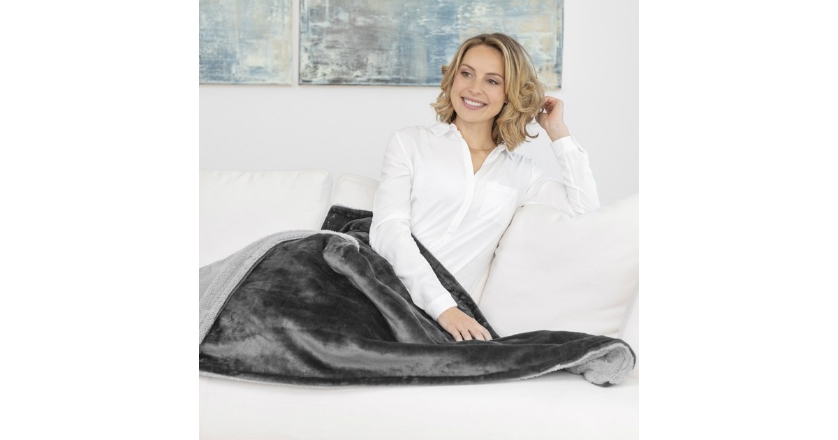 Medisana Wärmedecke 3in1 HB 677, Heizdecke(grau/hellgrau, 130 x 160 cm)