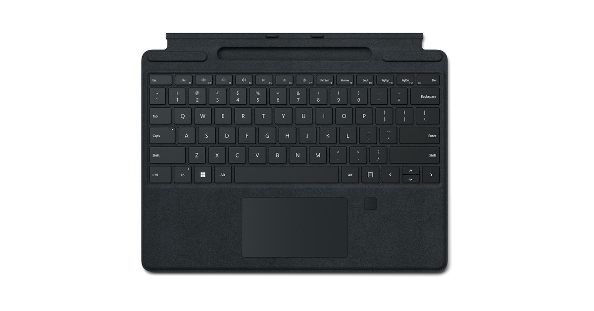 Microsoft Surface Pro Signature Keyboard mit Fingerabdruckleser, Tastatur(schwarz, DE-Layout, für Surface Pro 8 und Surface Pro X)