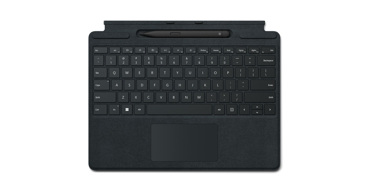 Microsoft Surface Pro Signature Keyboard mit Slim Pen 2, Tastatur(schwarz, DE-Layout, für Surface Pro 8 und Surface Pro X)