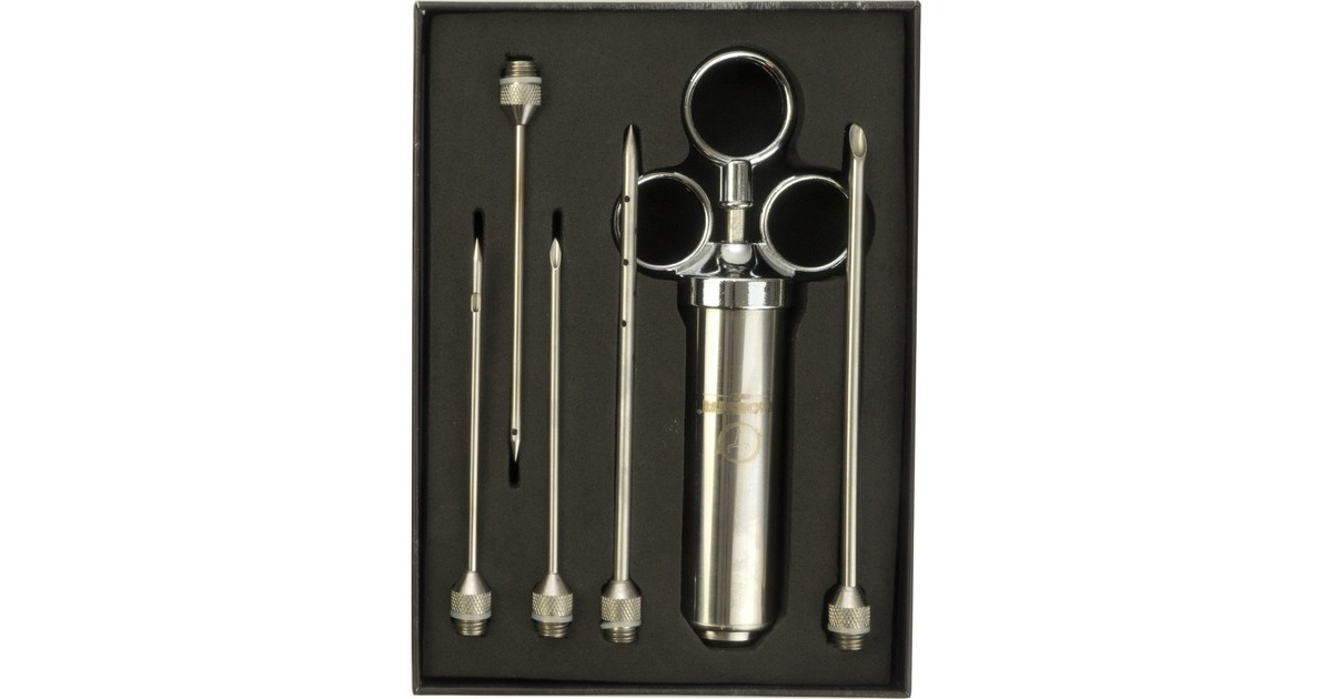 Moesta BBQ-Spritze No.1, Edelstahl-Bratenspritze(edelstahl, mit 5 Nadeln)