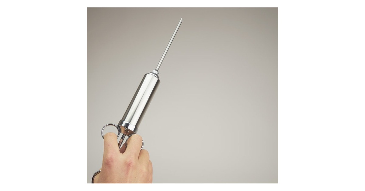 Moesta BBQ-Spritze No.1, Edelstahl-Bratenspritze(edelstahl, mit 5 Nadeln)