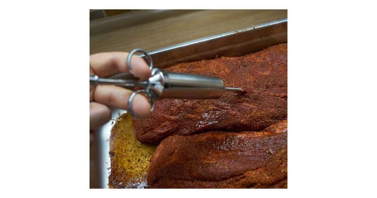 Moesta BBQ-Spritze No.1, Edelstahl-Bratenspritze(edelstahl, mit 5 Nadeln)