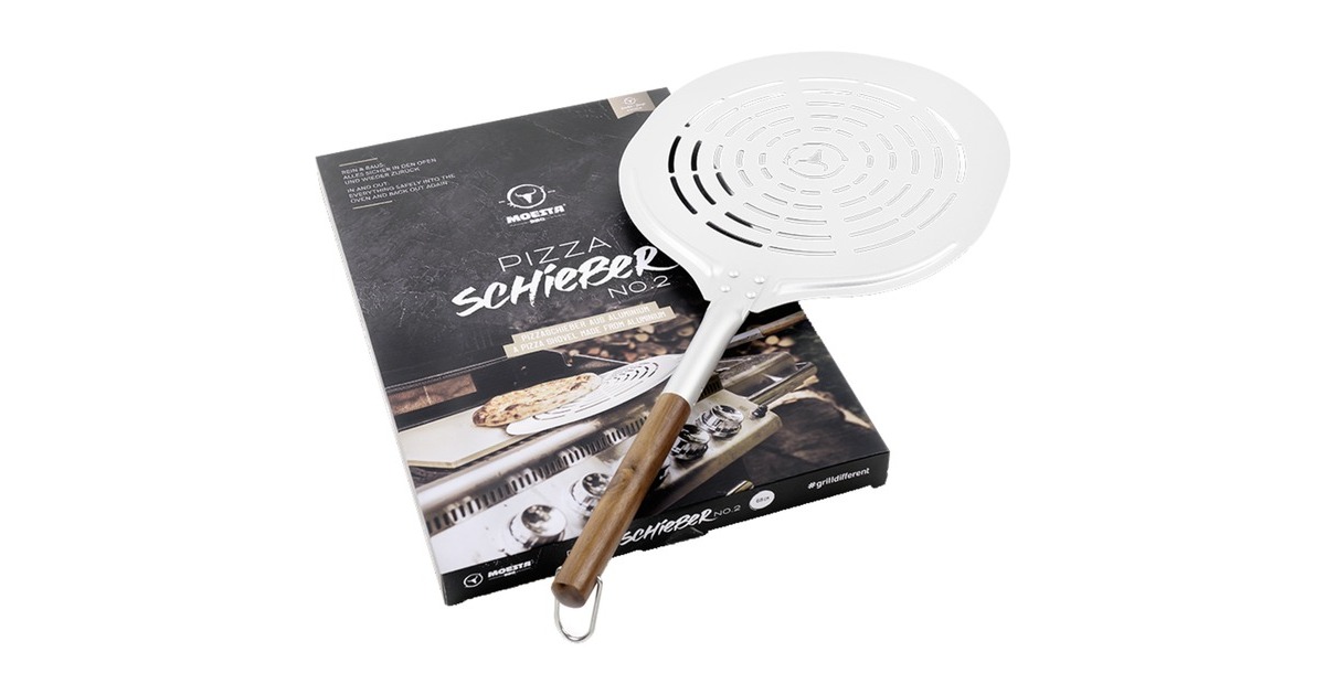 Moesta Pizzaschieber No. 2, gelocht, Grillbesteck(aluminium/holz)