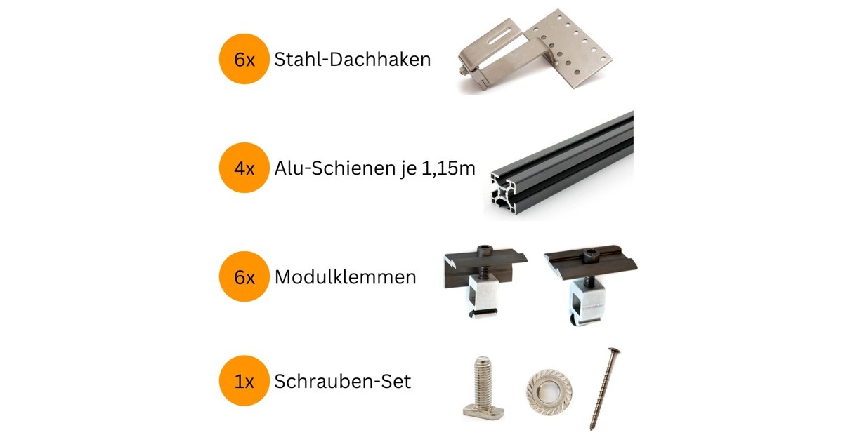 MyVoltaics Balkonkraftwerk MyPfannendach - doppelte Power, 800 Watt(0% MWST, 2x 400W, für Pfannendächer mit Standard-Dachziegeln)