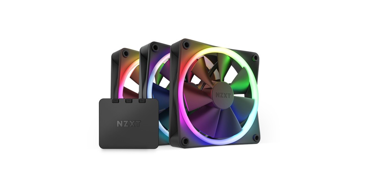 NZXT F120 RGB-Dreierpack 120x120x26, Gehäuselüfter(schwarz, 3er Pack inkl. RGB & Fan Controller)