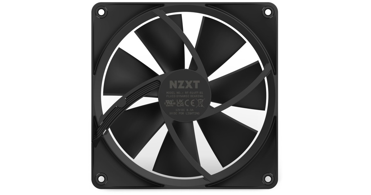 NZXT F140 RGB Single 140x140x26, Gehäuselüfter(schwarz, Einzellüfter, ohne Controller)