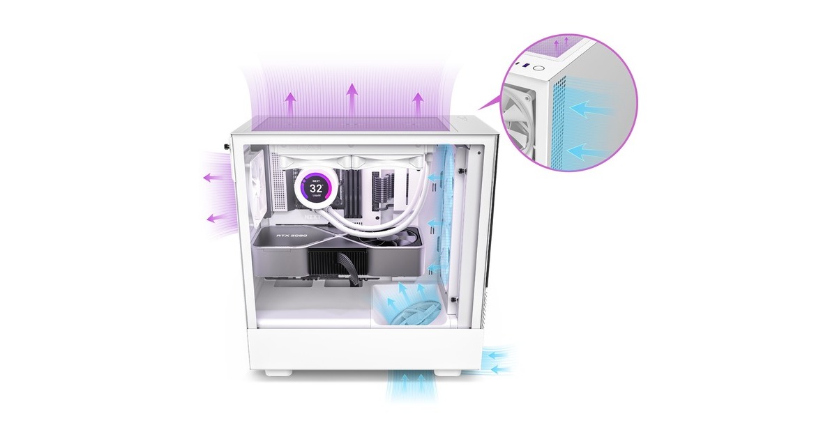 NZXT H5 Elite All White, Tower-Gehäuse(weiß (matt), Tempered Glass)