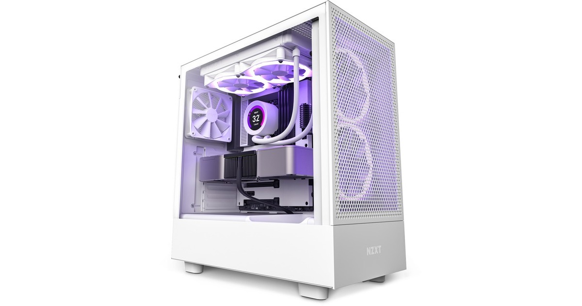 NZXT H5 Flow All White, Tower-Gehäuse(weiß (matt), Tempered Glass)