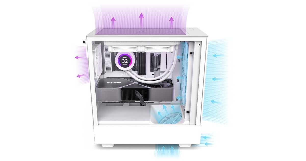 NZXT H5 Flow All White, Tower-Gehäuse(weiß (matt), Tempered Glass)