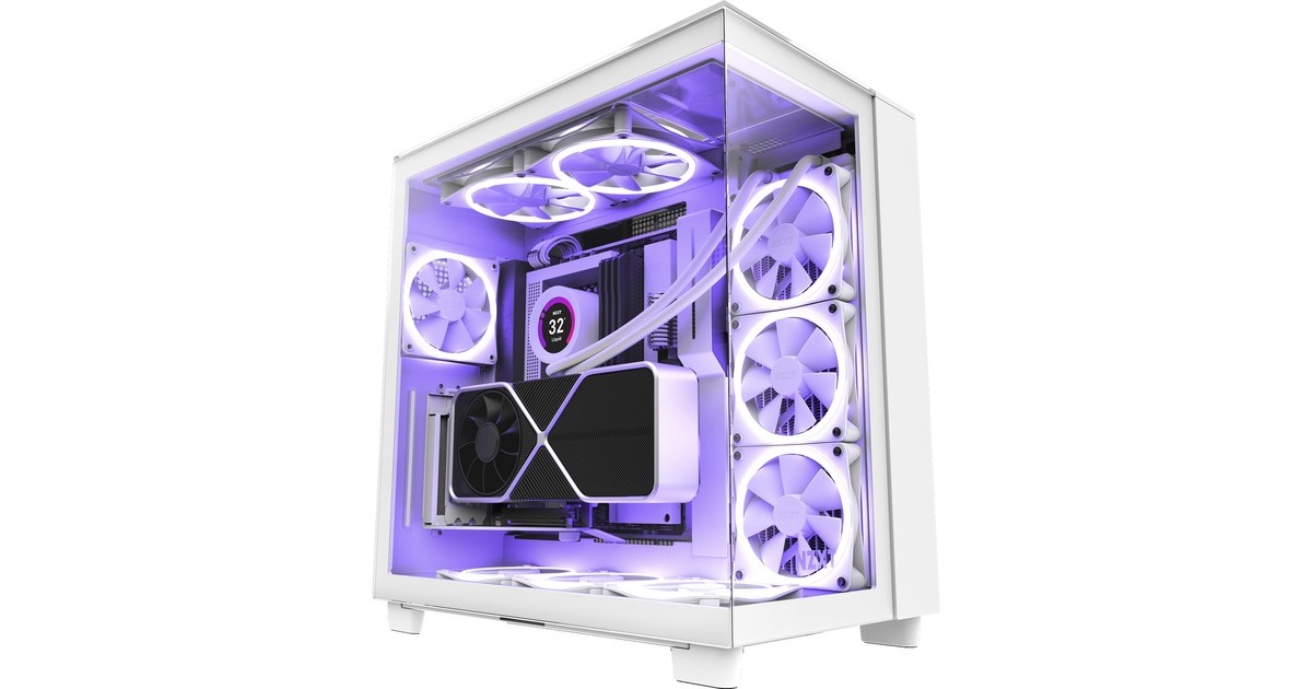 NZXT H9 Elite All White, Tower-Gehäuse(weiß, Tempered Glass)