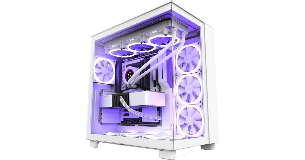 NZXT H9 Flow All White, Tower-Gehäuse(weiß, Tempered Glass)