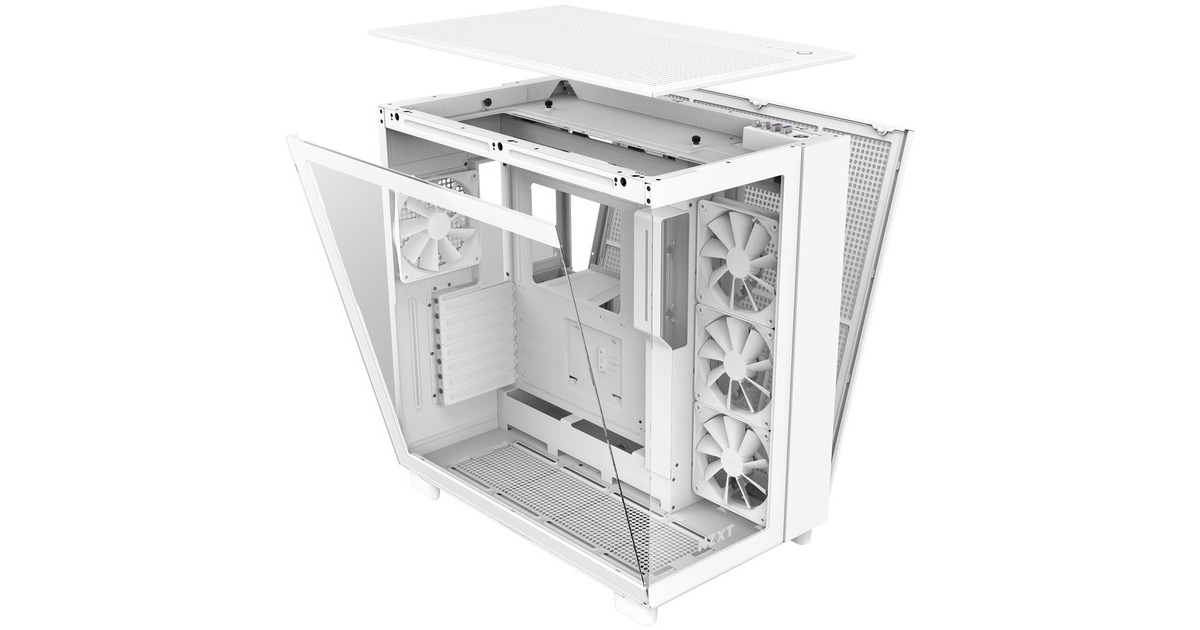 NZXT H9 Flow All White, Tower-Gehäuse(weiß, Tempered Glass)