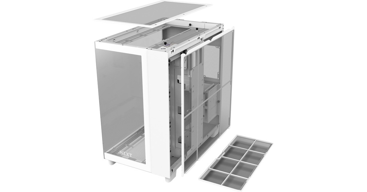 NZXT H9 Flow All White, Tower-Gehäuse(weiß, Tempered Glass)