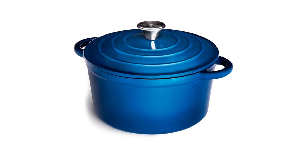 Napoleon Bräter aus Gusseisen, emailliert,Ø 23cm, 4 Liter(blau/weiß, mit Deckel)
