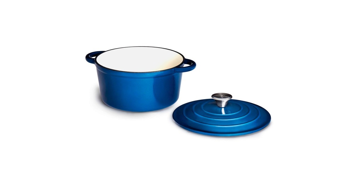 Napoleon Bräter aus Gusseisen, emailliert,Ø 23cm, 4 Liter(blau/weiß, mit Deckel)