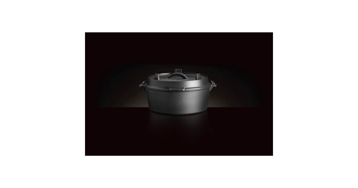 Napoleon Gusseisen Dutch Oven mit Deckel, Topf(schwarz, Ø 28cm, 6 Liter)
