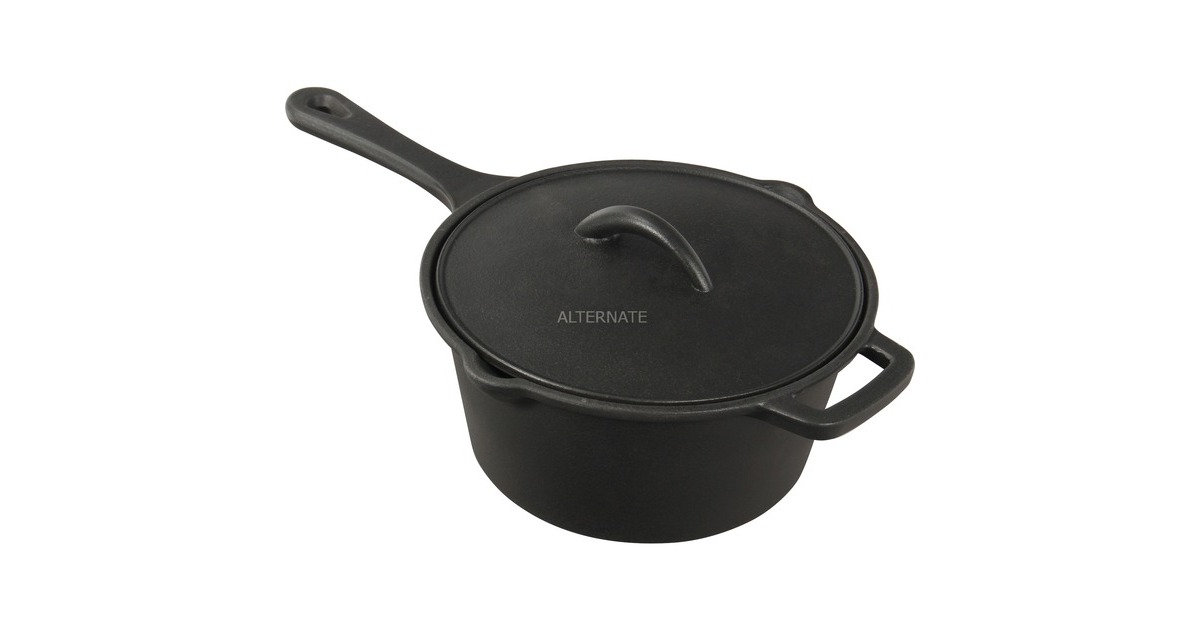 Napoleon Gusseiser Soßentopf mit Deckel, Pfanne(schwarz, Ø 19cm)