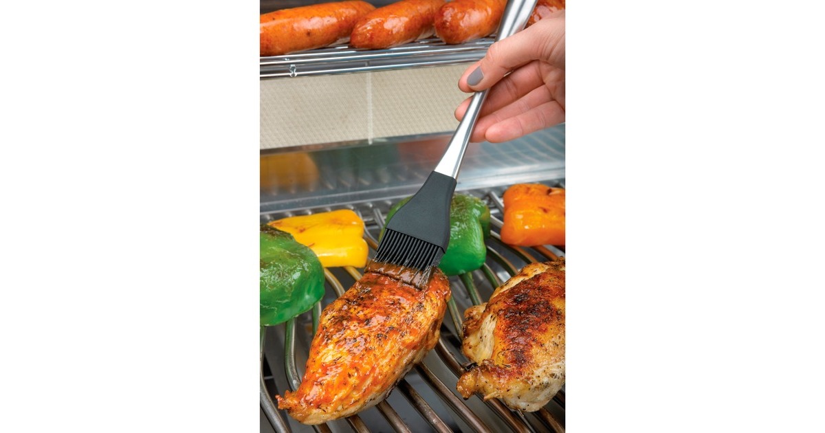 Napoleon PRO Edelstahl-Pinsel mit Silikonborsten, Grillpinsel(edelstahl/schwarz)