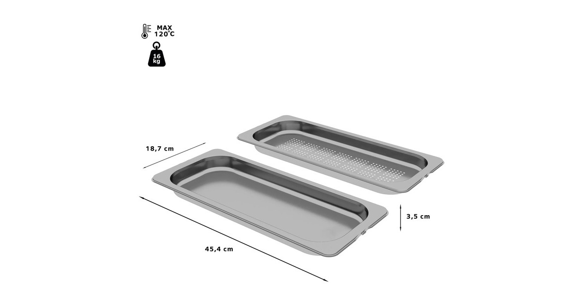 Neff Gastronorm-Dampfbehälter Z1650DU0, Größe M, Dampfgareinsatz(edelstahl, 2 Stück, gelocht / ungelocht)