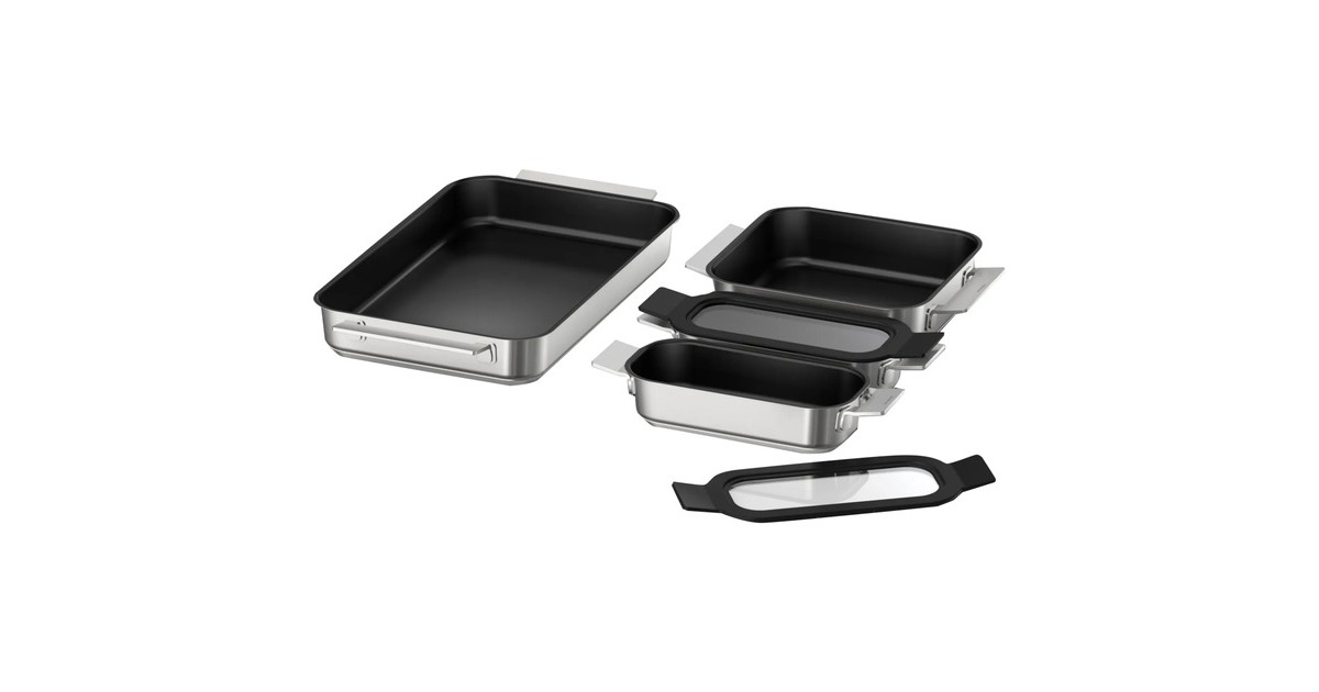 Neff Kochgeschirr-Set Induktion Z9404FF0, Pfannen-Set(edelstahl/schwarz, 1x groß, 1x medium, 2x klein mit Glasdeckel)