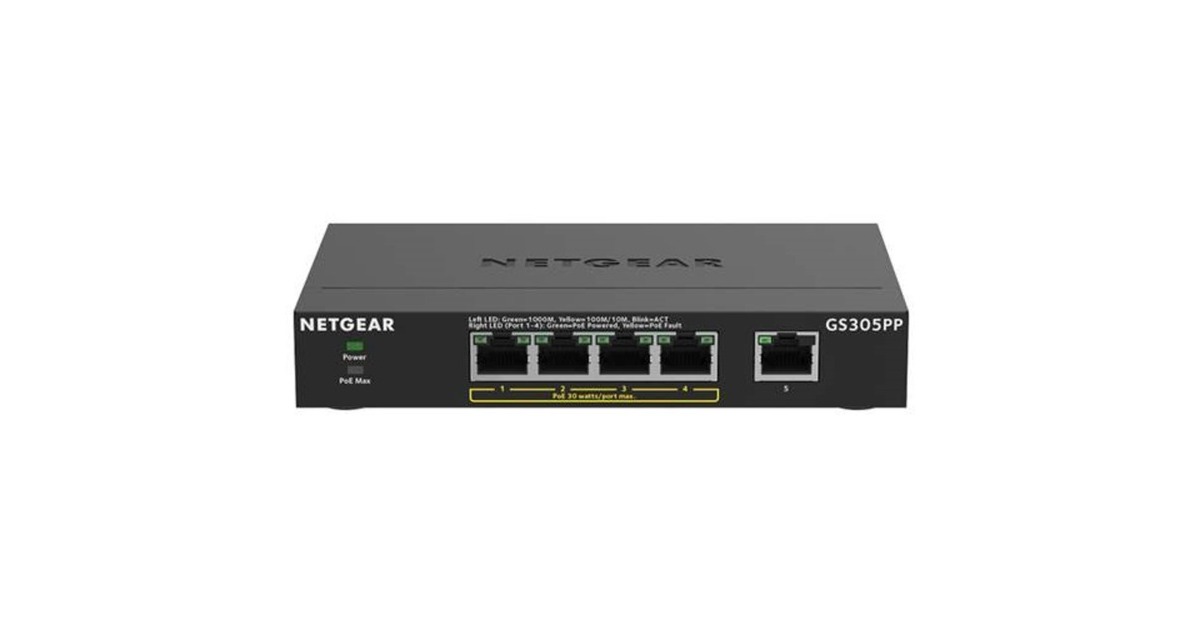 Netgear GS305PP, Switch(schwarz)
