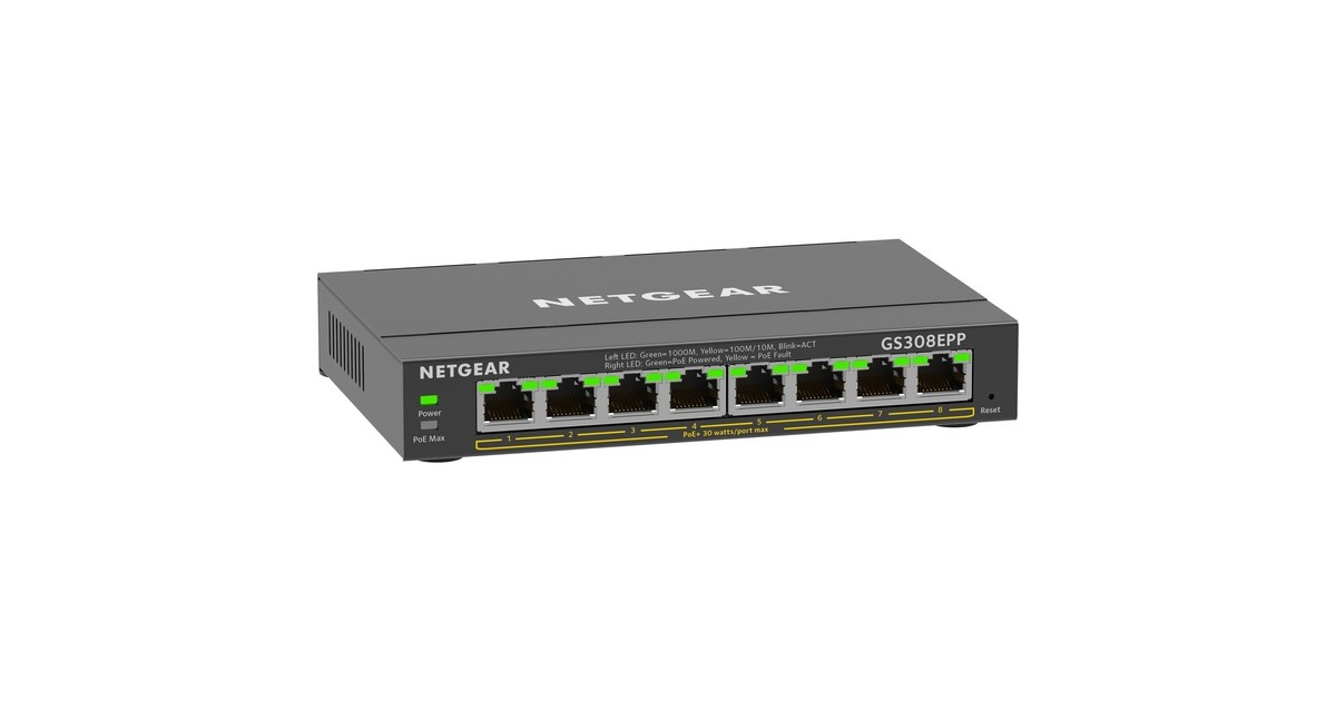 Netgear GS308EPP, Switch(schwarz)