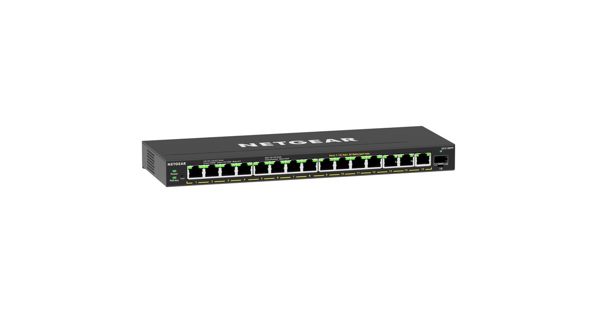 Netgear GS316EPP, Switch(schwarz)