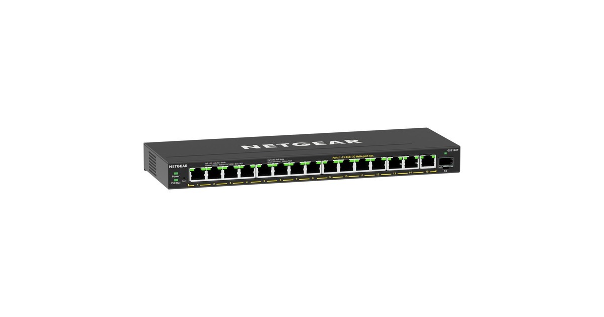 Netgear GS316EP, Switch(schwarz)
