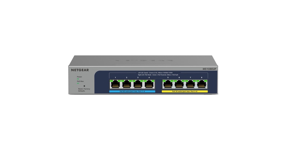 Netgear MS108UP 8-Port Ultra 60 PoE, Switch(grau)