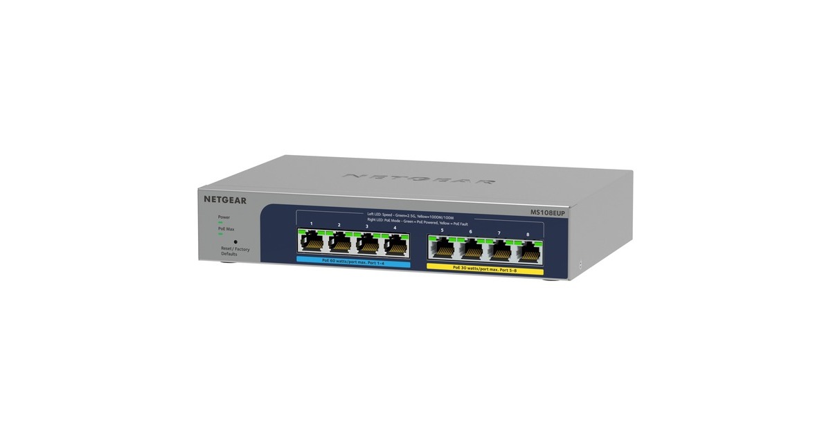 Netgear MS108UP 8-Port Ultra 60 PoE, Switch(grau)