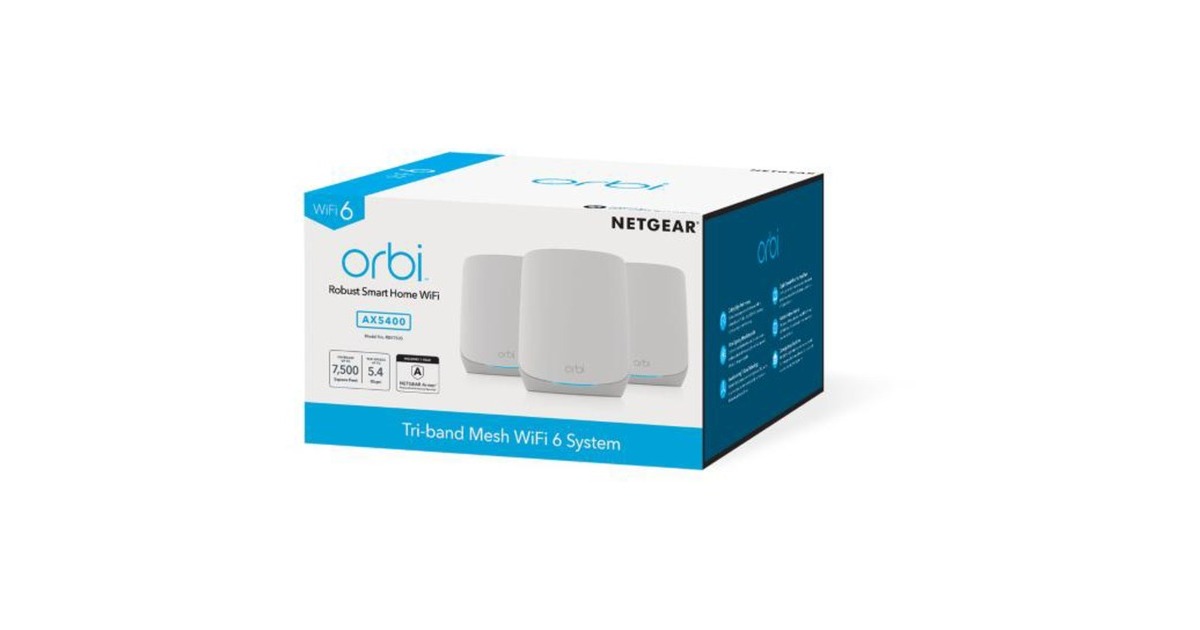 Netgear Orbi WiFi6 Tri-Band Mesh System 3er Set, Mesh Router(weiß)