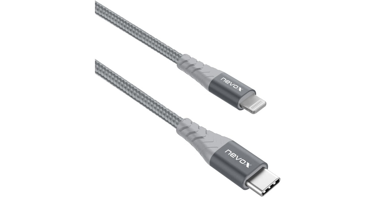 Lightning Stecker(silber/grau, 50cm, PD, gesleevt)