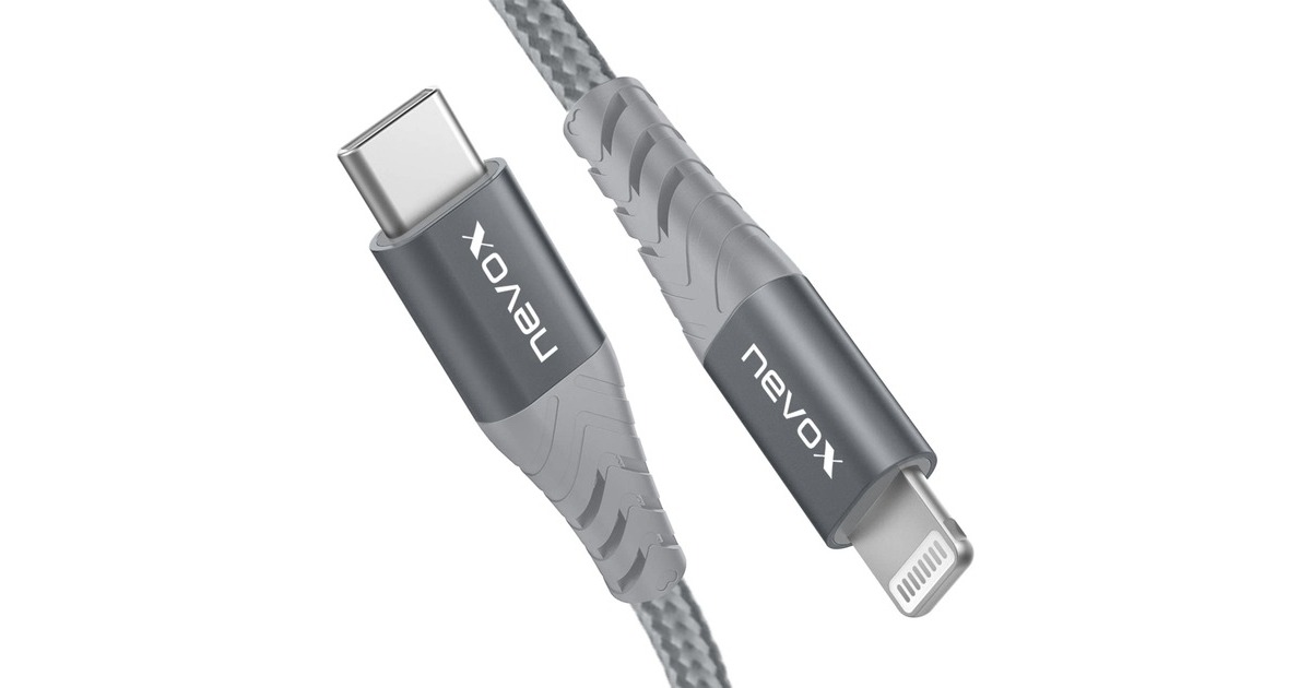 Lightning Stecker(silber/grau, 1 Meter, PD, gesleevt)