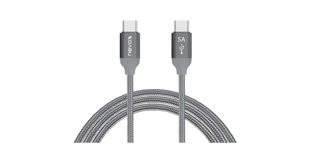 USB-C Stecker(grau, 1 Meter, PD, Laden mit bis zu 100 Watt)