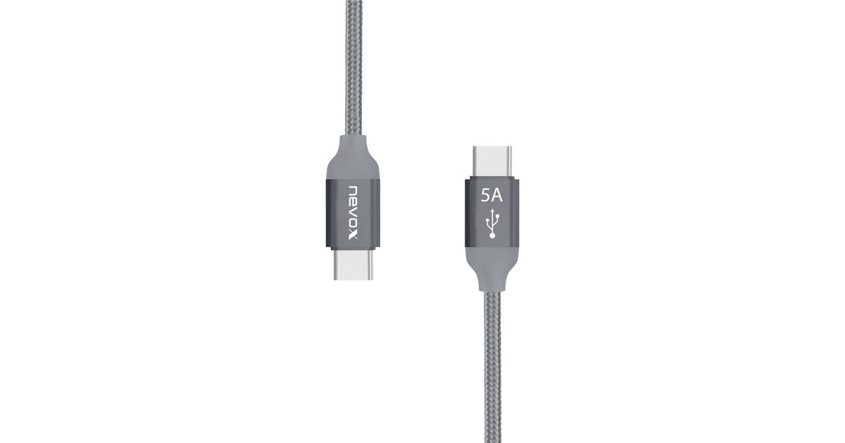 USB-C Stecker(grau, 1 Meter, PD, Laden mit bis zu 100 Watt)