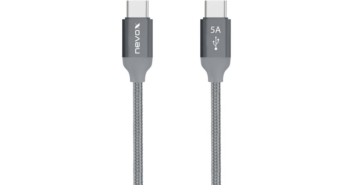 USB-C Stecker(grau, 2 Meter, PD, Laden mit bis zu 100 Watt)