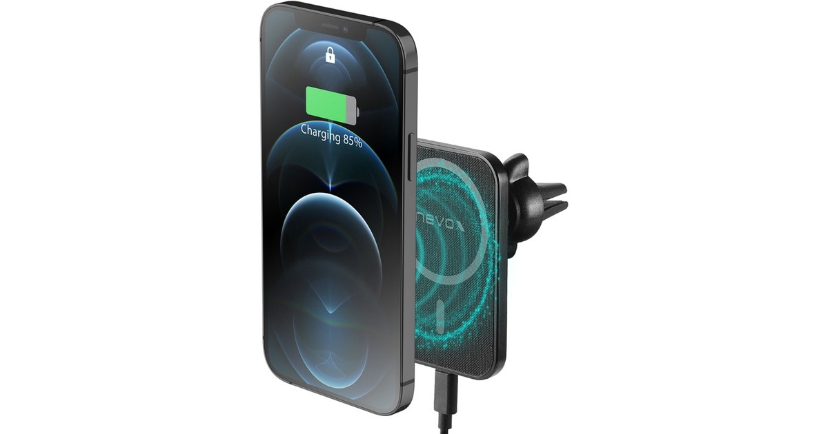Nevox Wireless Fast Car Charger 15 Watt, Ladegerät(schwarz, Kompatibel mit MagSafe)