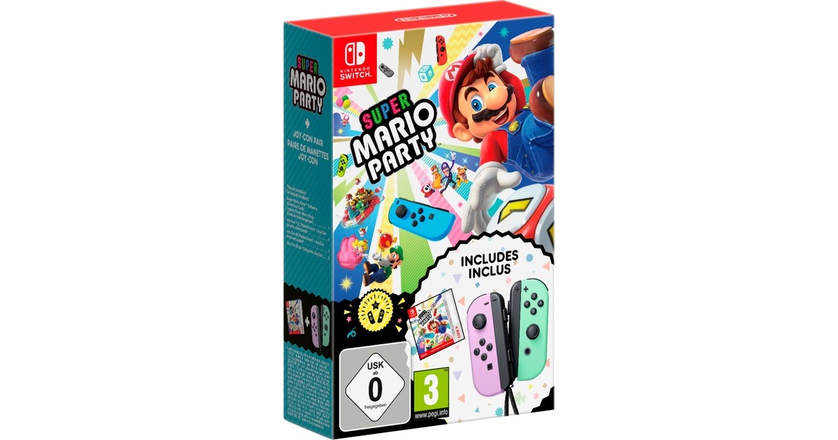 Nintendo Super Mario Party + Joy-Con Set, Nintendo Switch-Spiel(inkl. Joy-Con 2er-Set, neon-grün/neon-pink)