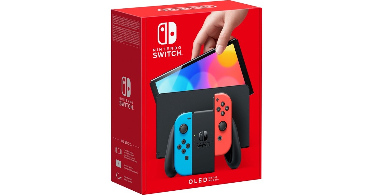 Nintendo Switch (OLED-Modell), Spielkonsole(neon-rot/neon-blau)