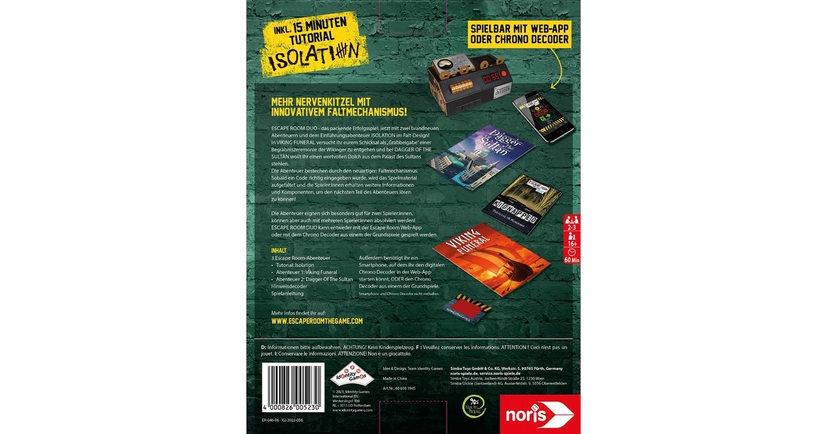 Noris Escape Room - Das Spiel Duo 3, Partyspiel