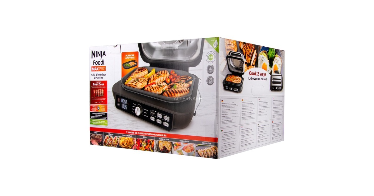 Nutri Ninja Foodi MAX PRO Grill & Heißluftfritteuse AG651EU, Elektrogrill(schwarz/grau, 2.460 Watt)